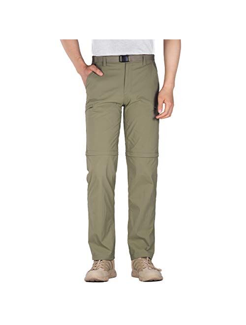 FREE SOLDIER Men's Outdoor Convertible Hiking Pants with Belt Lightweight Quick Dry Tactical Cargo Pants Nylon Spandex