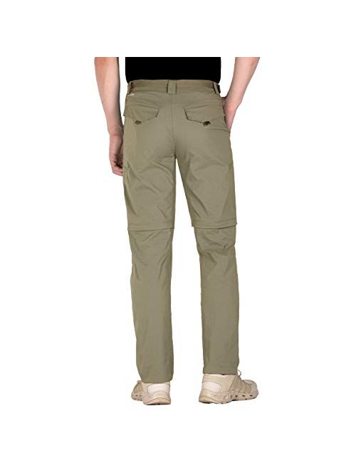 FREE SOLDIER Men's Outdoor Convertible Hiking Pants with Belt Lightweight Quick Dry Tactical Cargo Pants Nylon Spandex