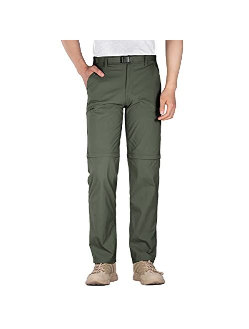 FREE SOLDIER Men's Outdoor Convertible Hiking Pants with Belt Lightweight Quick Dry Tactical Cargo Pants Nylon Spandex