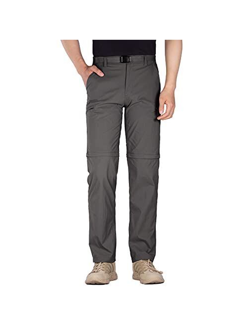 FREE SOLDIER Men's Outdoor Convertible Hiking Pants with Belt Lightweight Quick Dry Tactical Cargo Pants Nylon Spandex