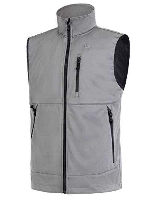 FREE SOLDIER Men's Lightweight Softshell Golf Vests Outerwear Windproof Sleeveless Jackets for Travel Hiking Running Fishing