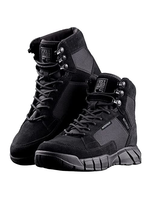 FREE SOLDIER Waterproof Hiking Work Boots Men's Tactical Boots 6 Inches Lightweight Military Boots Breathable Desert Boots