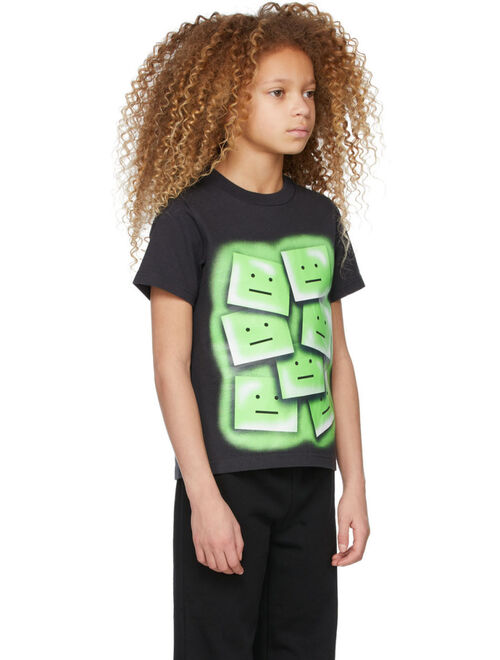 Acne Studios Black & Green Print T-Shirt