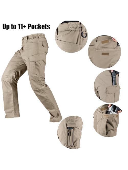 FREE SOLDIER Men's Water Resistant Pants Relaxed Fit Tactical Combat Army Cargo Work Pants with Multi Pocket