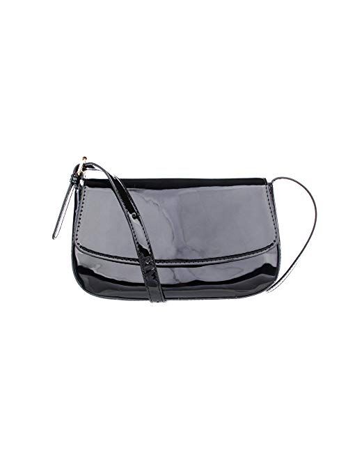 Olivia Miller Women's Fashion Faux Patent Leather Shoulder Bag w Adjustable Strap, Casual 90s Y2K Retro Purse Handbag