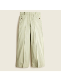 Wide-leg pant in bi-stretch cotton