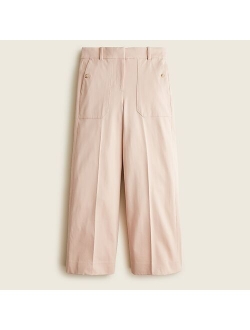 Wide-leg pant in bi-stretch cotton