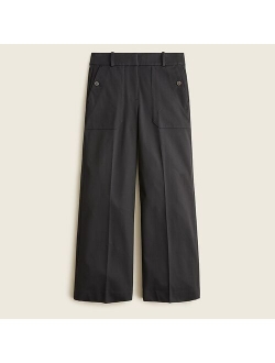 Wide-leg pant in bi-stretch cotton