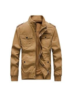 Buytop Men's Casual Winter Cotton Military Jackets Outdoor Full Zip Army Coat