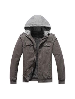 Buytop Men's Casual Winter Cotton Military Jackets Outdoor Full Zip Army Coat