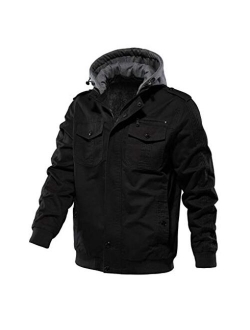 Buytop Men's Casual Winter Cotton Military Jackets Outdoor Full Zip Army Coat