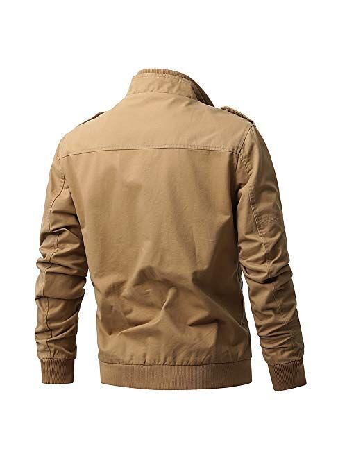 Buytop Men's Casual Winter Cotton Military Jackets Outdoor Full Zip Army Coat