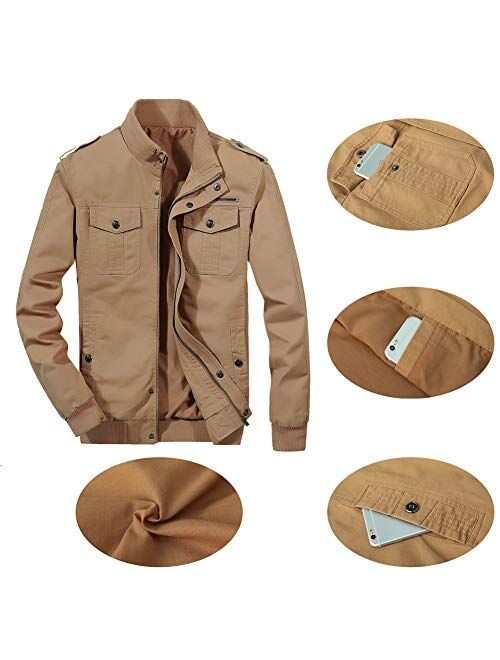 Buytop Men's Casual Winter Cotton Military Jackets Outdoor Full Zip Army Coat