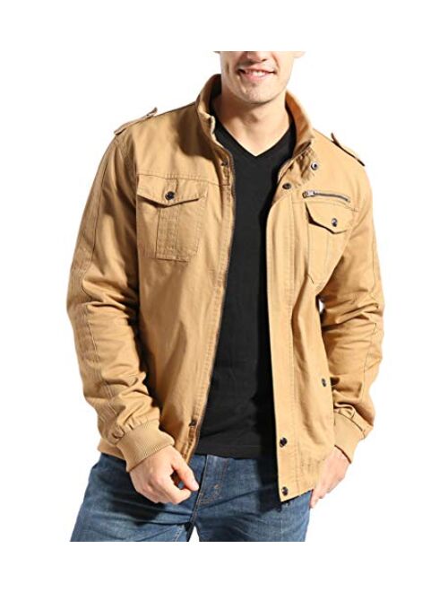 Buytop Men's Casual Winter Cotton Military Jackets Outdoor Full Zip Army Coat