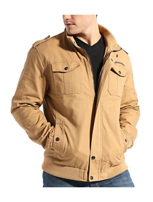 Buytop Men's Casual Winter Cotton Military Jackets Outdoor Full Zip Army Coat