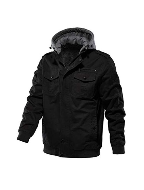 Buytop Men's Casual Winter Cotton Military Jackets Outdoor Full Zip Army Coat