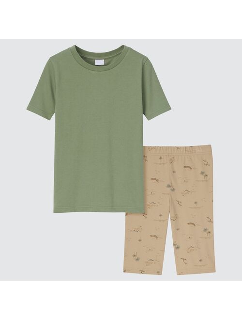 UNIQLO KIDS AIRism COTTON SHORT-SLEEVE SET