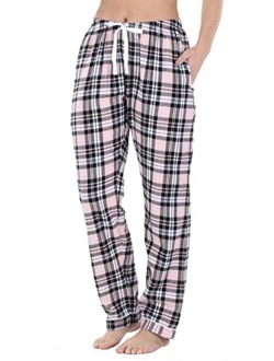 PajamaMania Women's Cotton Flannel Pajama PJ Pants with Pockets