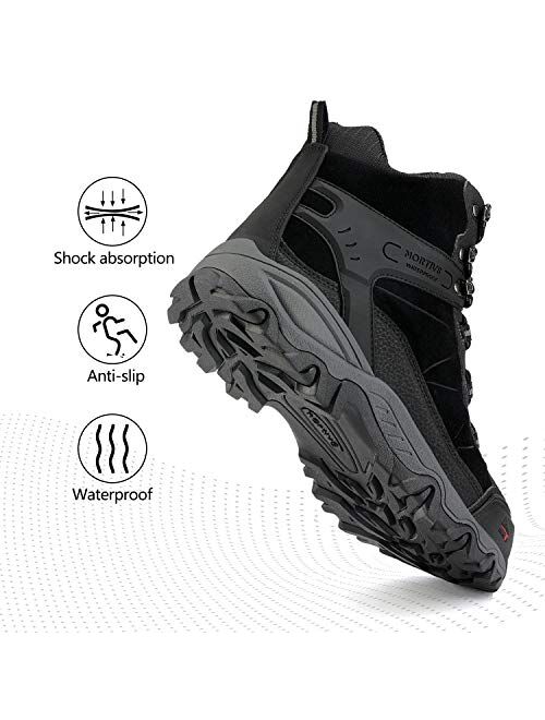 NORTIV 8 Men's Waterproof Hiking Boots Outdoor Mid Trekking Backpacking Mountaineering Shoes