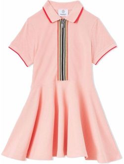 Kids Icon Stripe zip-front polo shirt dress