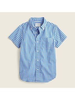 Boys' short-sleeve stretch poplin button-down in gingham