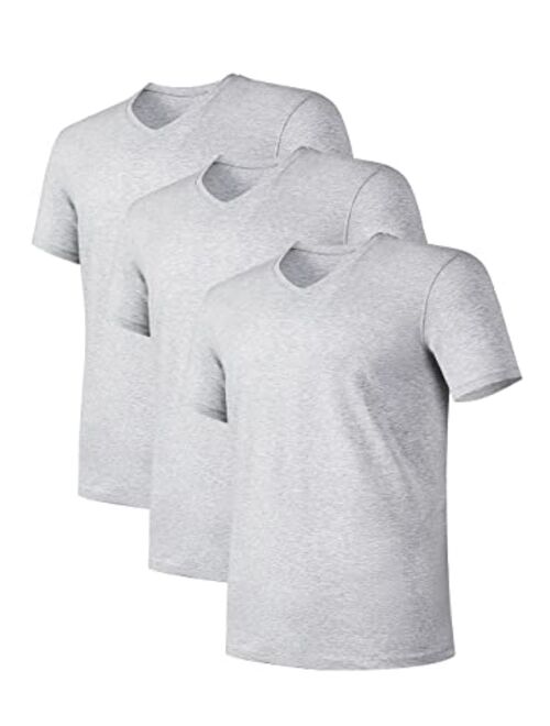 DAVID ARCHY Men's Undershirts Soft Micro Modal V-Neck Breathable T-Shirts 3 Pack