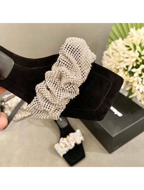 2021 European and American new ladies high heel sandals with diamond decoration