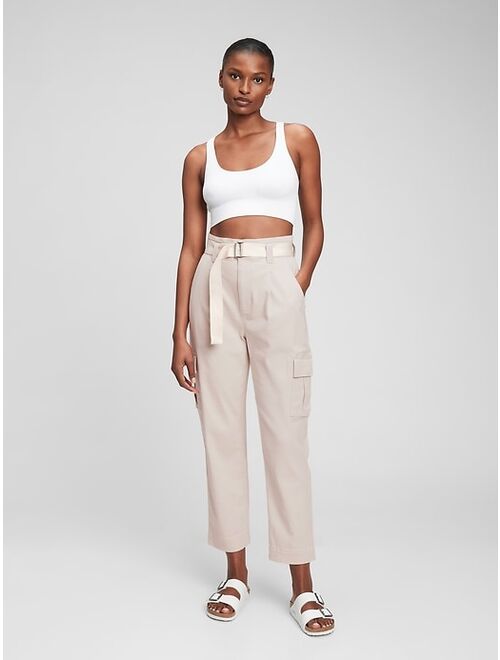 GAP High Rise Belted Cargo Khaki Pants