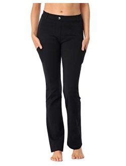 HDE Yoga Dress Pants for Women Straight Leg Pull On Pants with 8 Pockets