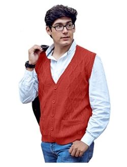 TINKUY Peru - Peruvian Alpaca Wool - Men´s Knitwear V-Neck Jacquard Vest Sweater Waistcoat