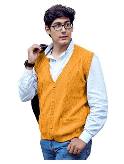 TINKUY Peru - Peruvian Alpaca Wool - Men´s Knitwear V-Neck Jacquard Vest Sweater Waistcoat