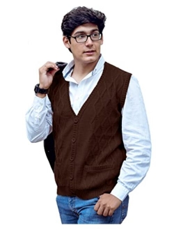 TINKUY Peru - Peruvian Alpaca Wool - Men´s Knitwear V-Neck Jacquard Vest Sweater Waistcoat