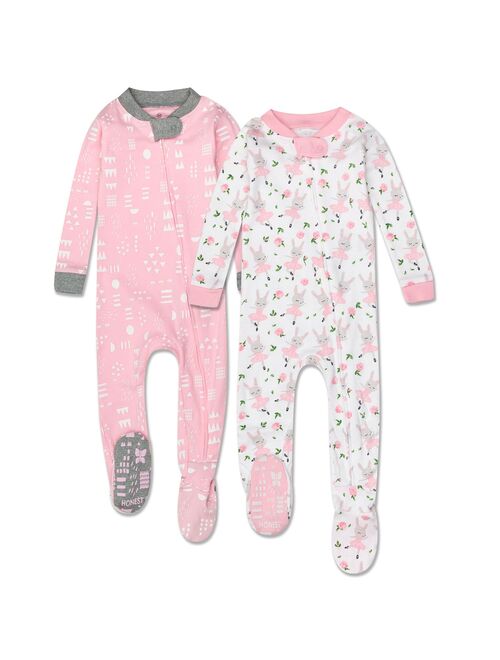 HONEST BABY CLOTHING 2-Pack Organic Cotton Snug Fit Footed Pajamas