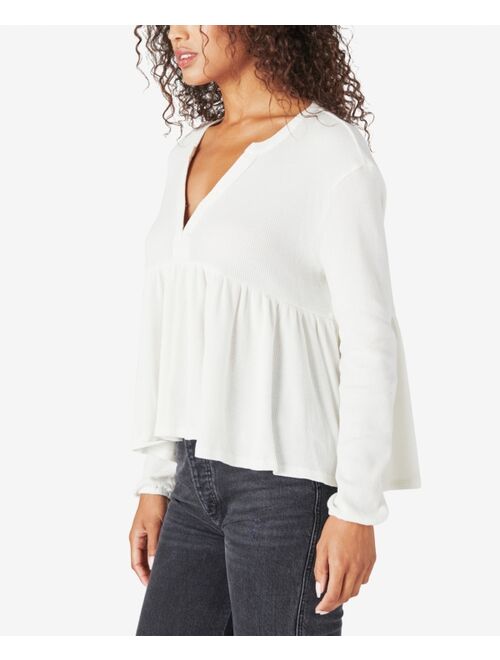 Lucky Brand Waffle-Knit Peplum Top