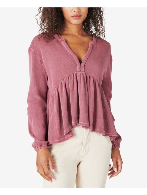 Lucky Brand Waffle-Knit Peplum Top