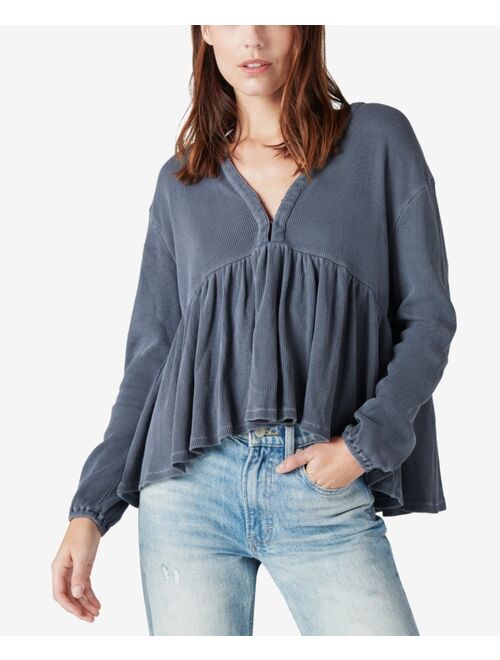 Lucky Brand Waffle-Knit Peplum Top