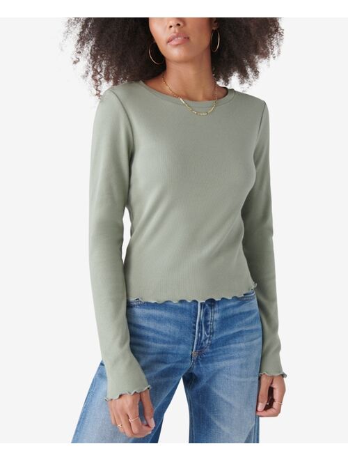 Lucky Brand Ribbed Lettuce-Edge T-Shirt