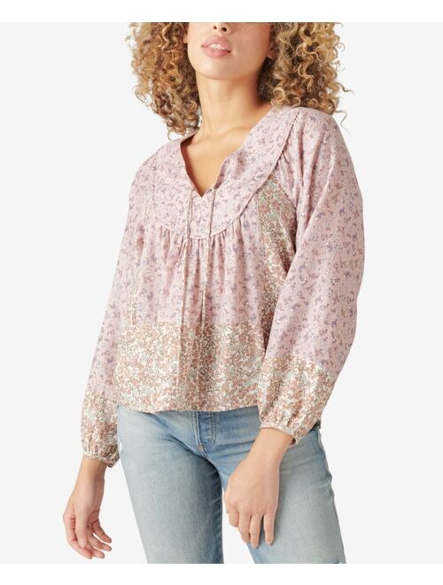 Lucky Brand Printed Peasant Blouse