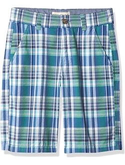 Boys' Flat Front Plaid Shorts