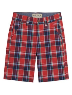 Boys' Flat Front Plaid Shorts