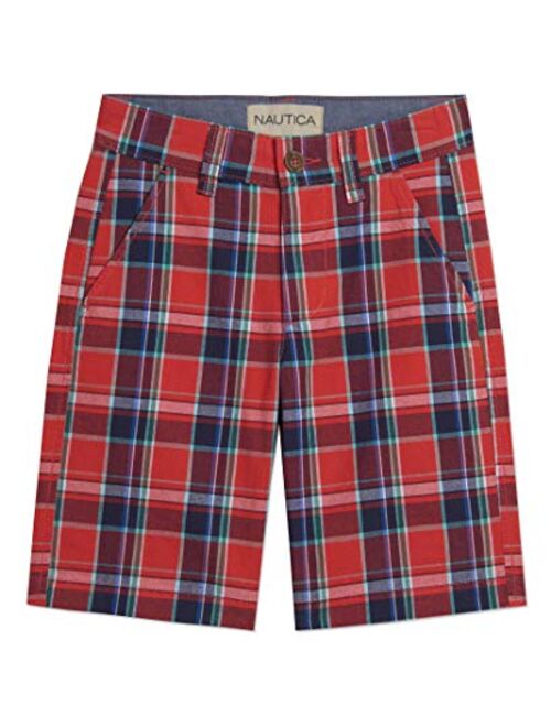 Nautica Boys' Flat Front Plaid Shorts