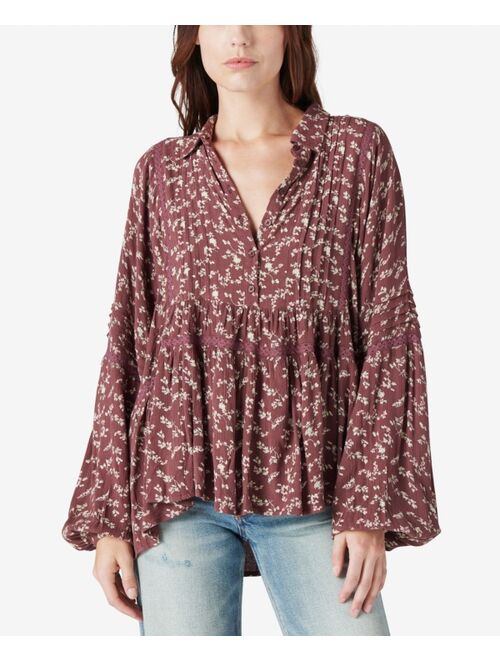 Buy Lucky Brand Floral-Print Pleated Top online | Topofstyle