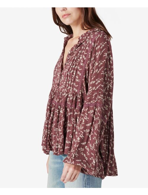 Lucky Brand Floral-Print Pleated Top