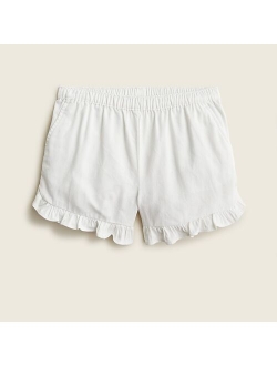 Girls' ruffle pull-on short in soft chino