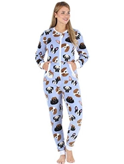 Frankie & Johnny Women's Fleece Non-Footed Onesie Loungewear Pajamas