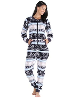 Frankie & Johnny Women's Fleece Non-Footed Onesie Loungewear Pajamas