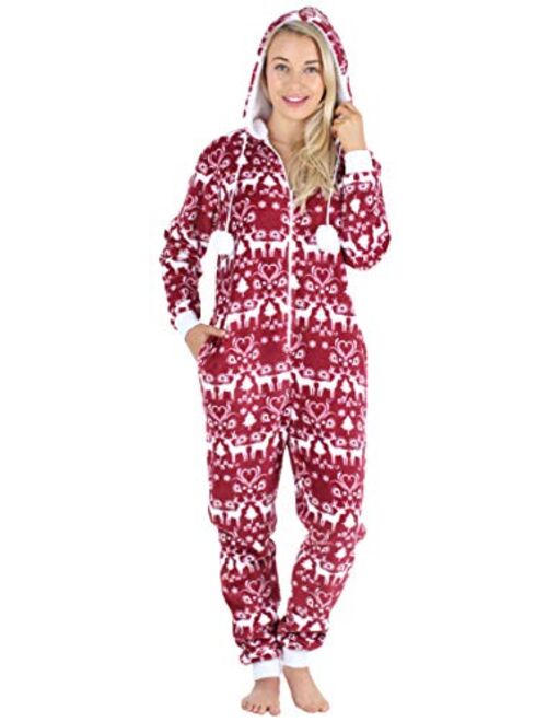 Frankie & Johnny Women's Fleece Non-Footed Onesie Loungewear Pajamas