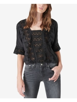 Embroidered Lace Cropped Top