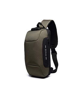 Wisfruit Anti Theft Sling Bag with USB Charging Port Casual Lightweight Chest Crossbody Daypack Waterproof (black)