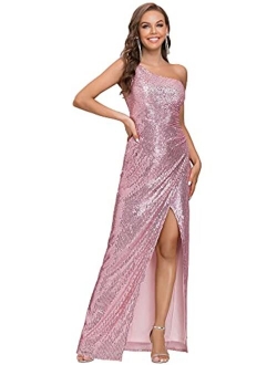 Women's Gliter Side Slit Sleeveless Sequin Evening Formal Party Dress 0116